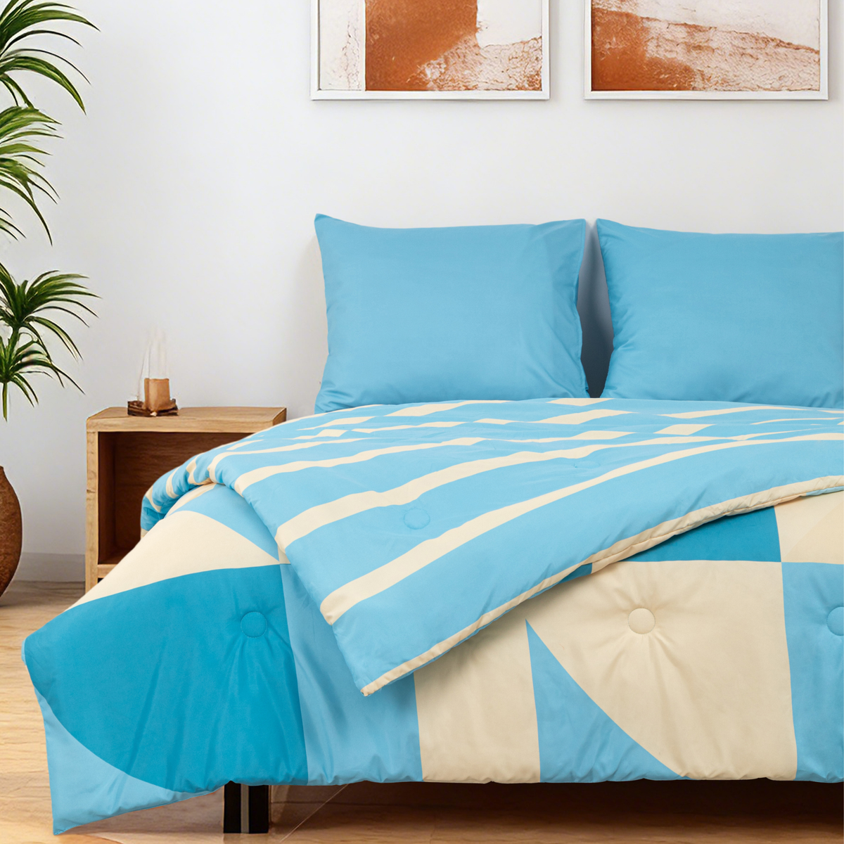 Sommardröm - Blue Breeze - Waschbares, bettbezugloses Daunenbett