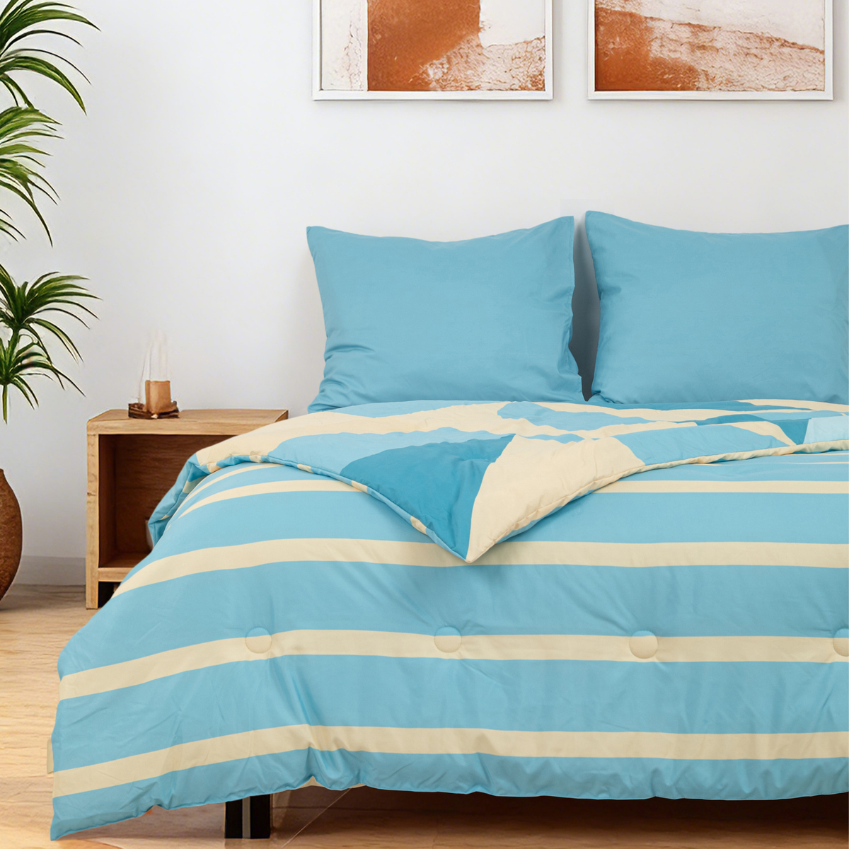 Sommardröm - Blue Breeze - Waschbares, bettbezugloses Daunenbett
