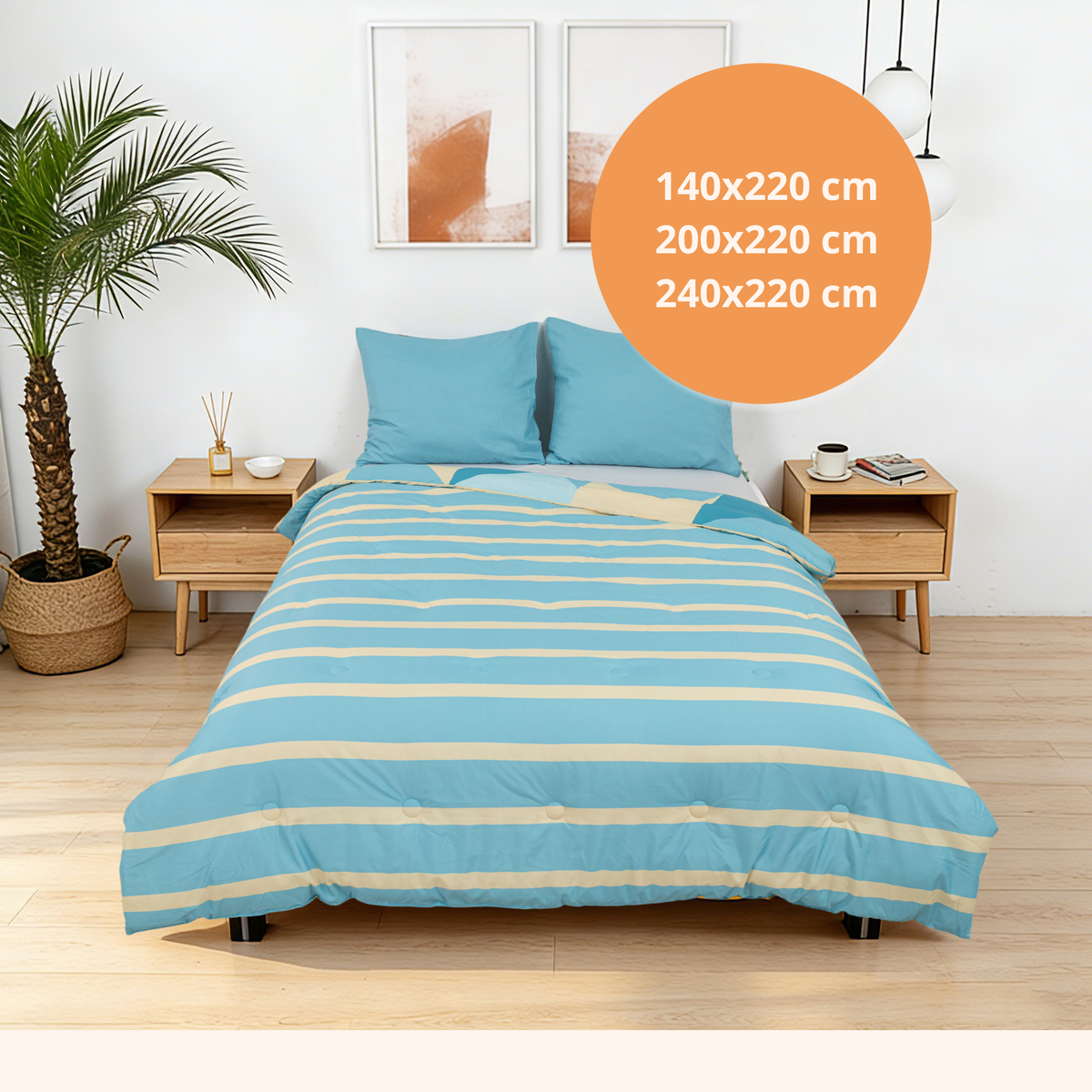 Sommardröm - Blue Breeze - Waschbares, bettbezugloses Daunenbett