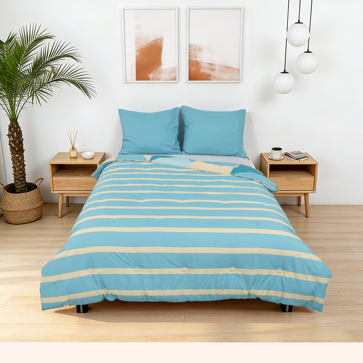 Sommardröm - Blue Breeze - Waschbares, bettbezugloses Daunenbett