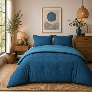 Struktur Cloud Blue - Wasbaar hoesloos dekbed