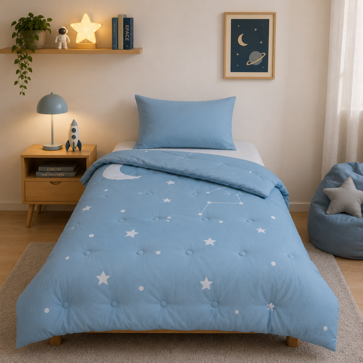 Dream Moonlit Sky - Waschbare Bettdecke ohne Bezug für Teenager und Studenten