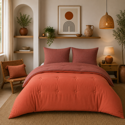 Struktur Velvet Plum - Wasbaar hoesloos dekbed